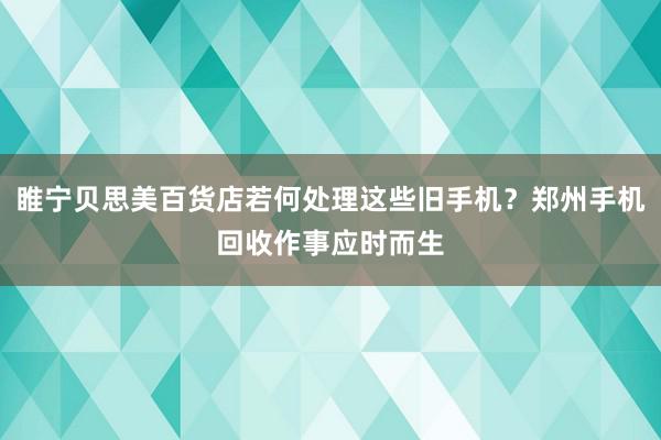 睢宁贝思美百货店若何处理这些旧手机？郑州手机回收作事应时而生